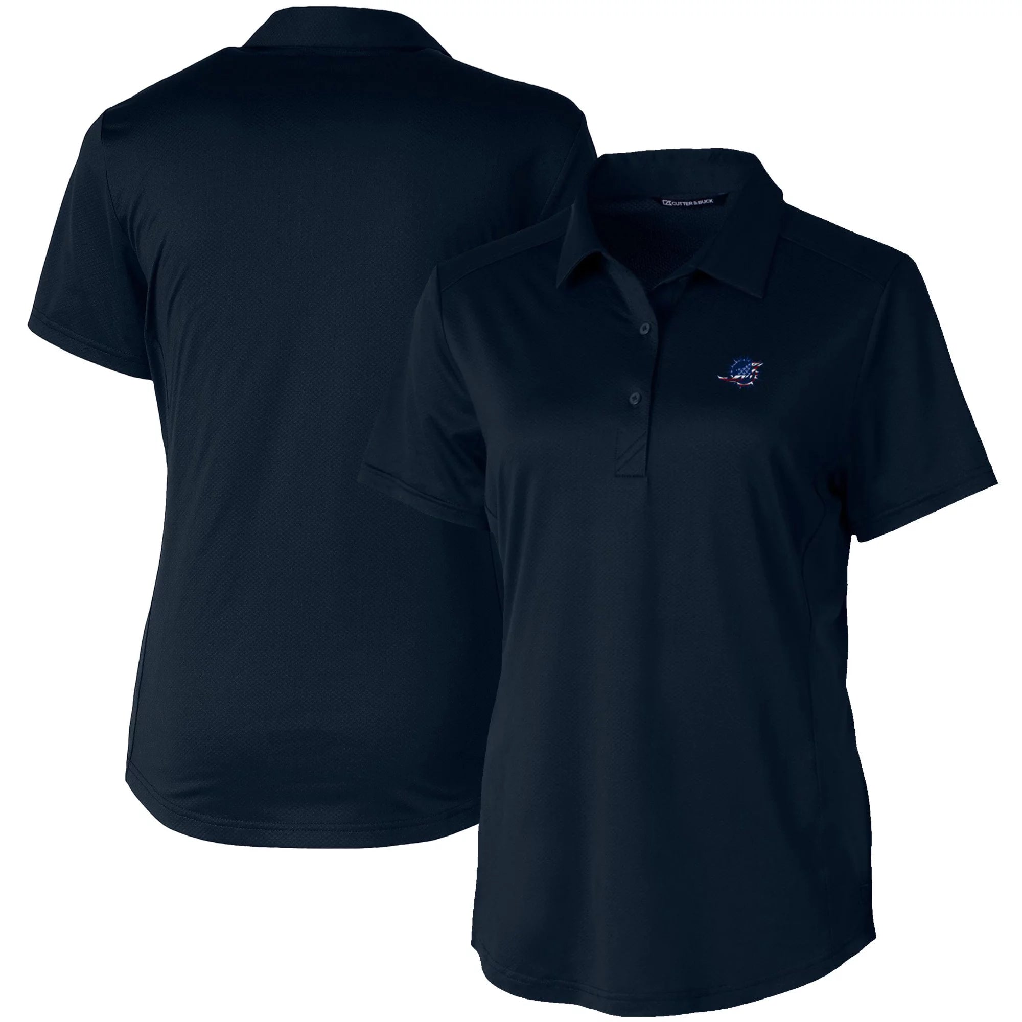 Women's Cutter & Buck Navy Miami Dolphins Americana Prospect Textured Stretch Polo
