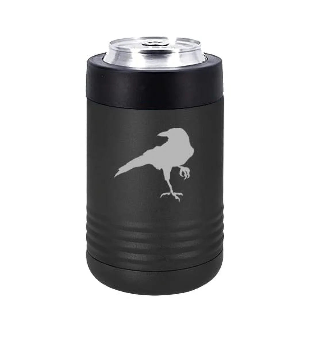 Can and Bottle Cooler Insulator Stainless Steel Double Wall Vacuum Insulated Beverage Drink Holder Crow Raven Blackbird