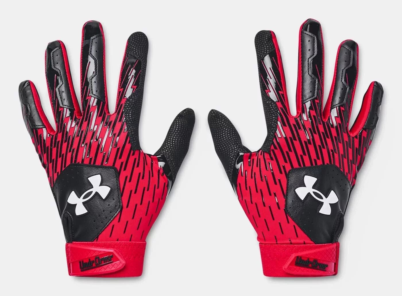 Under Armour Men's UA Clean Up Baseball Batting Gloves 1378764-001 Black/Red/White