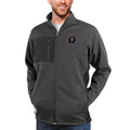 Men's Antigua Heather Black Inter Miami CF Primary Team Logo Course Full-Zip Jacket