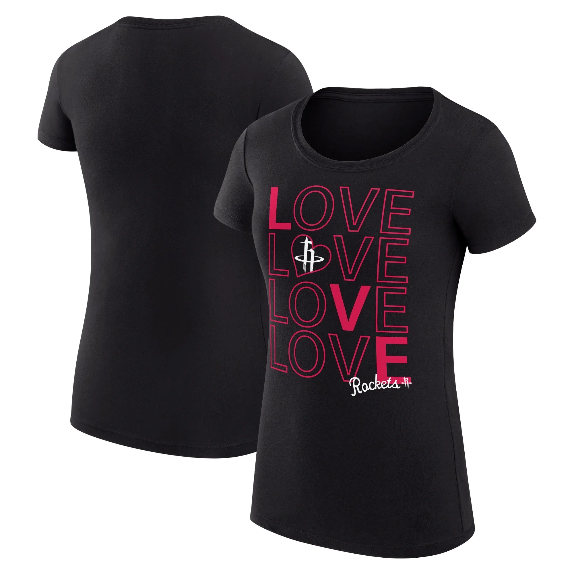 Women's G-III 4Her by Carl Banks Black Houston Rockets Basketball Love Fitted T-Shirt