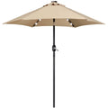 Yaheetech 7.5ft Patio Market Umbrella with 6 Ribs & 18 LED Solar Lights,Tan