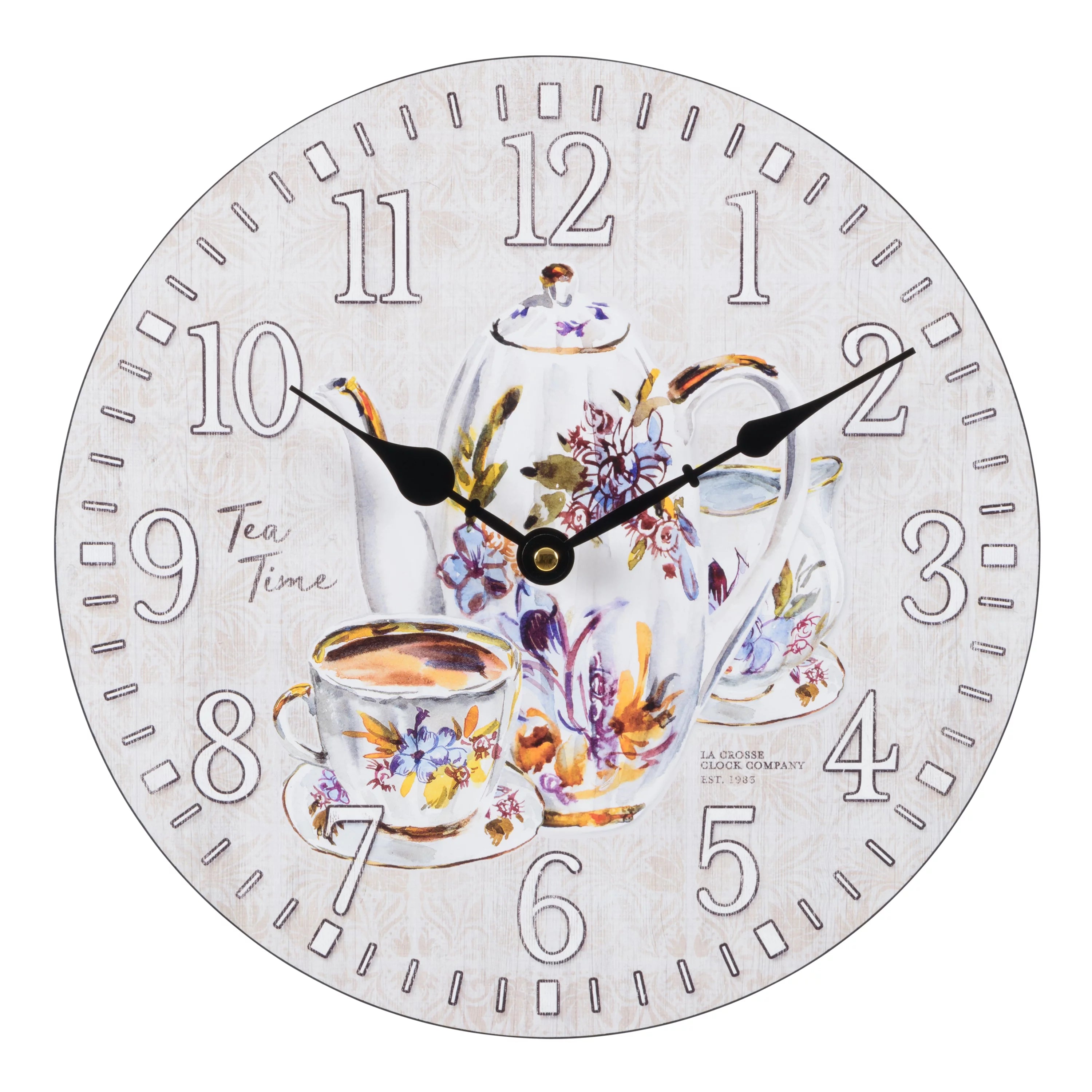 La Crosse Clock 12 in Contemporary Tea Time Quartz Analog Wall Clock, 404-2631T-Int