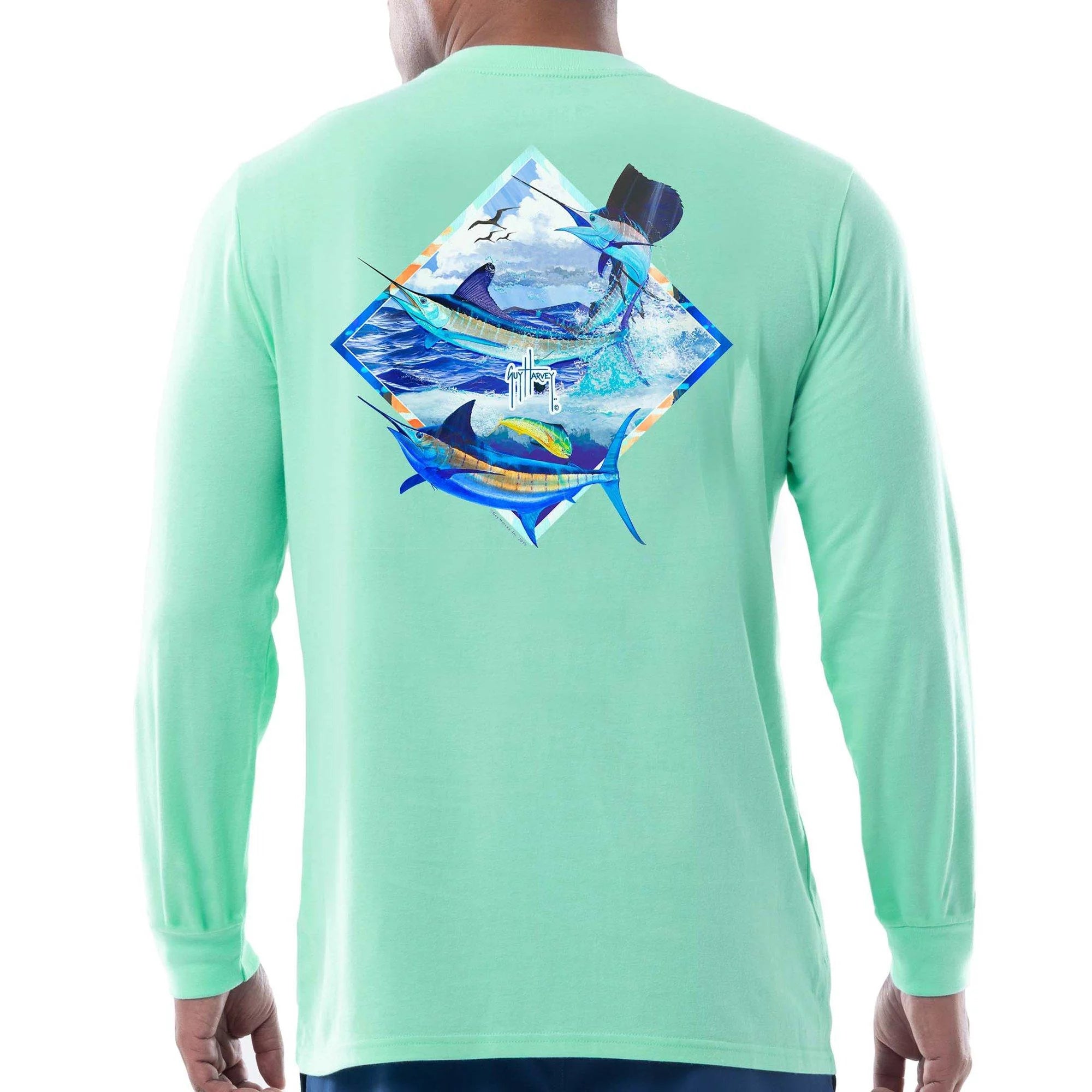 Guy Harvey Mens Grand Slam Long Sleeve T-Shirt X-Large Green