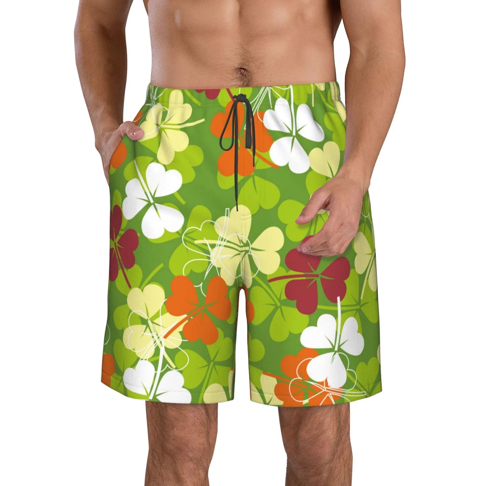 Kll St. Patrick'S Day3 Men'S Casual Summer Beach Shorts Hawaiian Shorts With Pockets-Small