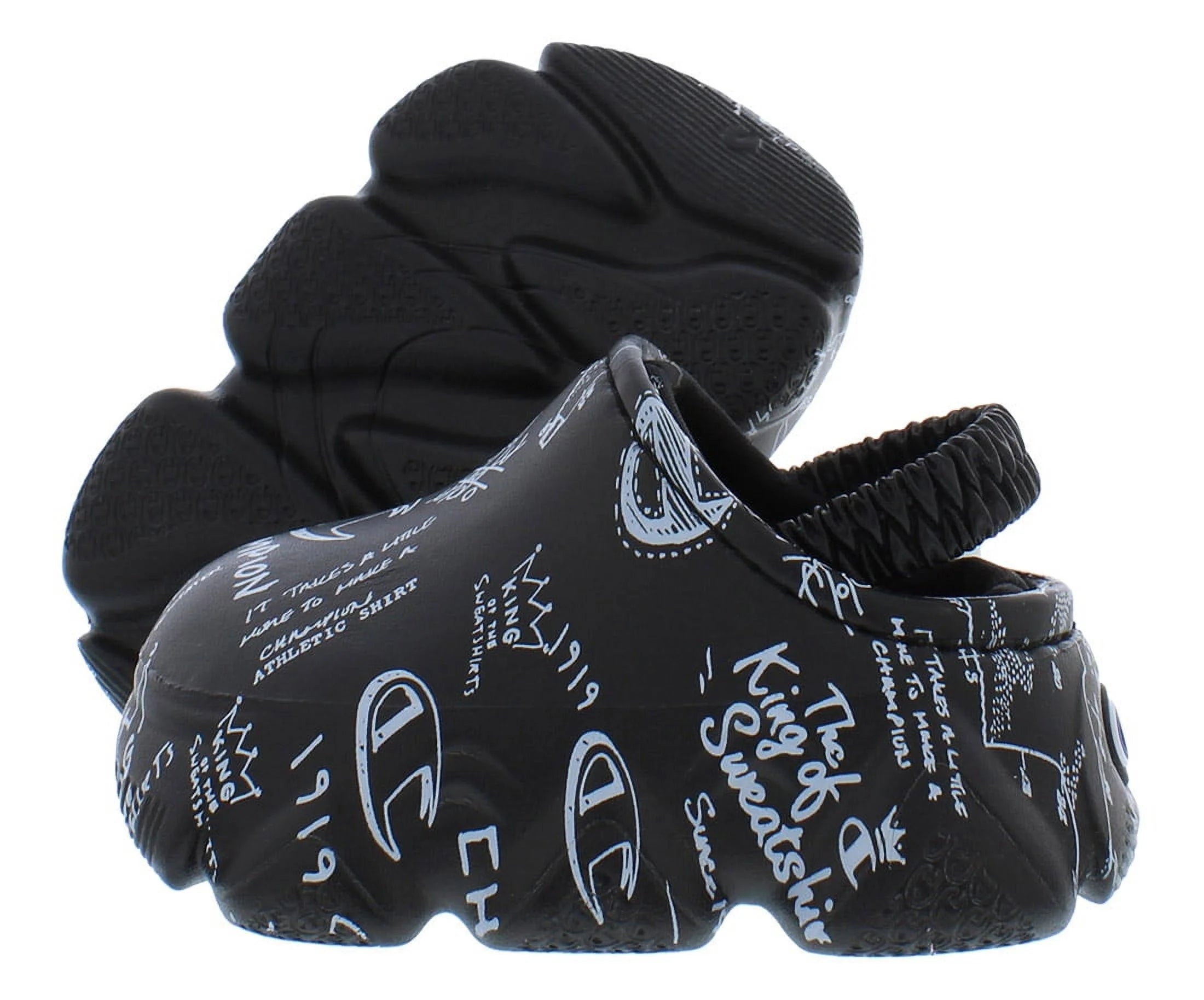 Champion Super Meloso Doodle Clog Boys Shoes Size 4, Color: Black/White