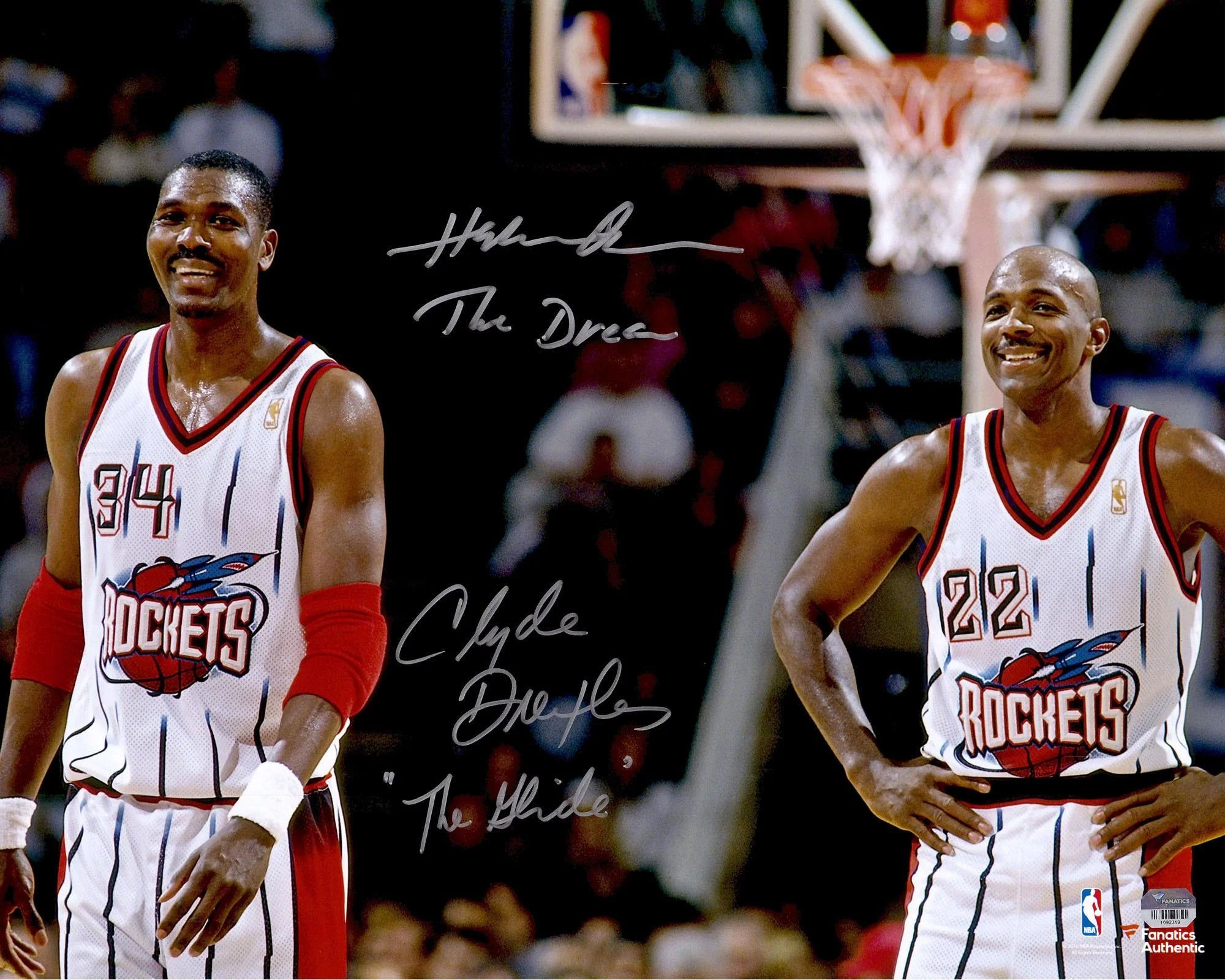 Hakeem Olajuwon, Clyde Drexler Houston Rockets Autographed 16 x 20 Photograph with The Dream and The Glide Inscriptions - Fanatics Authentic Certified