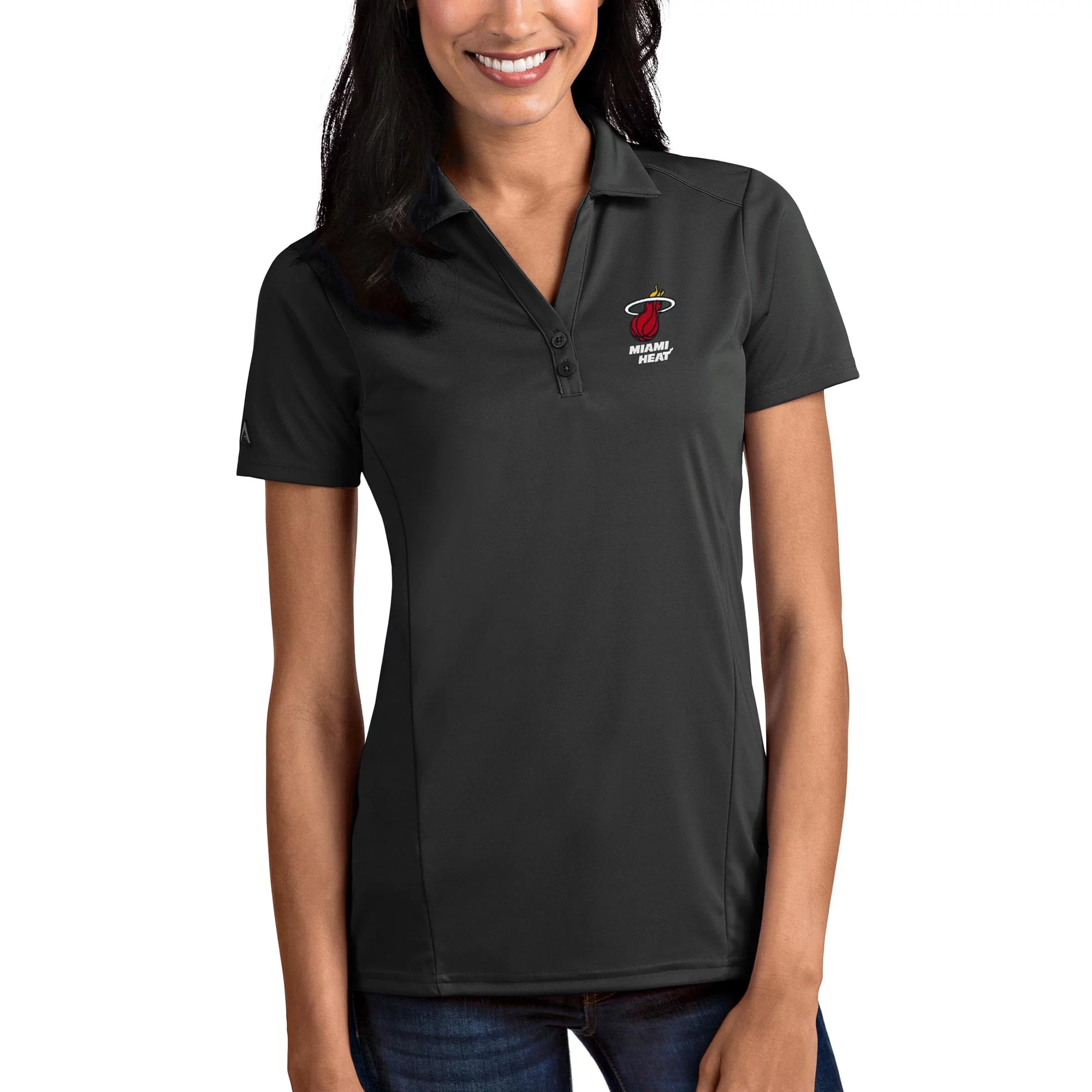 Women's Antigua Charcoal Miami Heat Tribute Polo