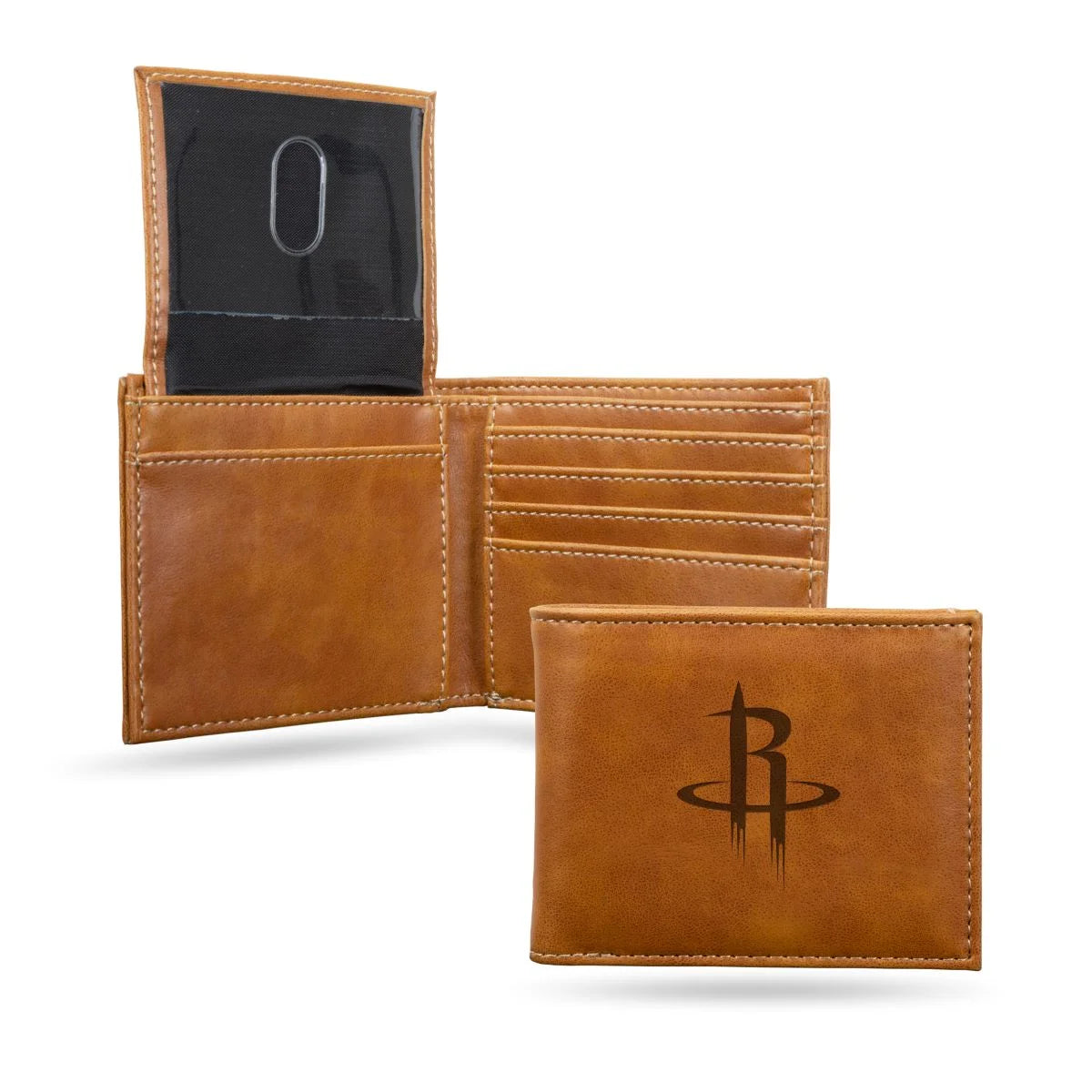 Houston Basketball Rockets Brown Bilfold Wallet with clear ID display