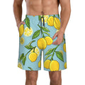 Kll Lemon Men'S Casual Summer Beach Shorts Hawaiian Shorts With Pockets-Small