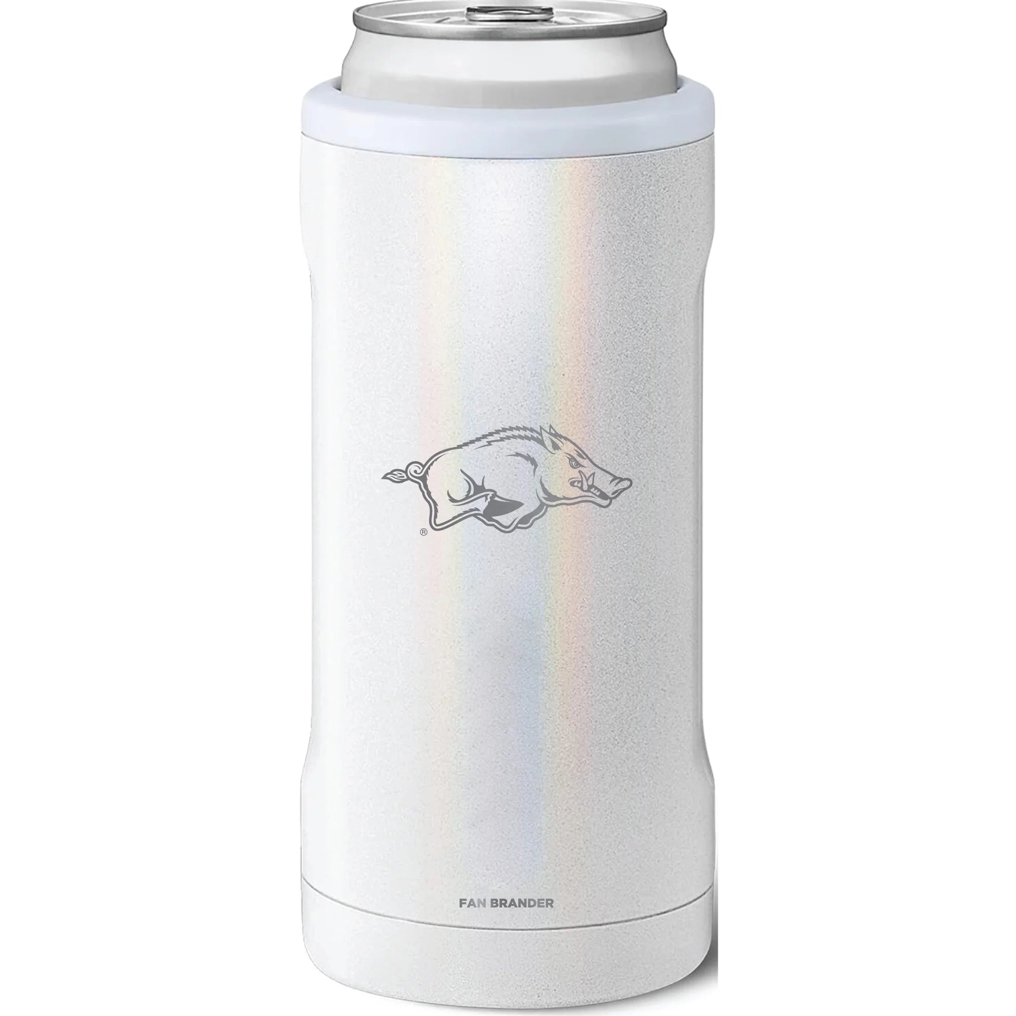 BruMate Arkansas Razorbacks 12oz. Primary Mark Glitter Slim Can Cooler