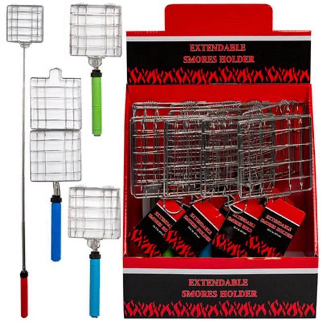Regent Products G234860 34.5 in. Extend to Campfire Smore Maker Telescopic Marshmallow Roasting Stick in PBQ Summer Color Handle in BBQ Hot - 12 Piece