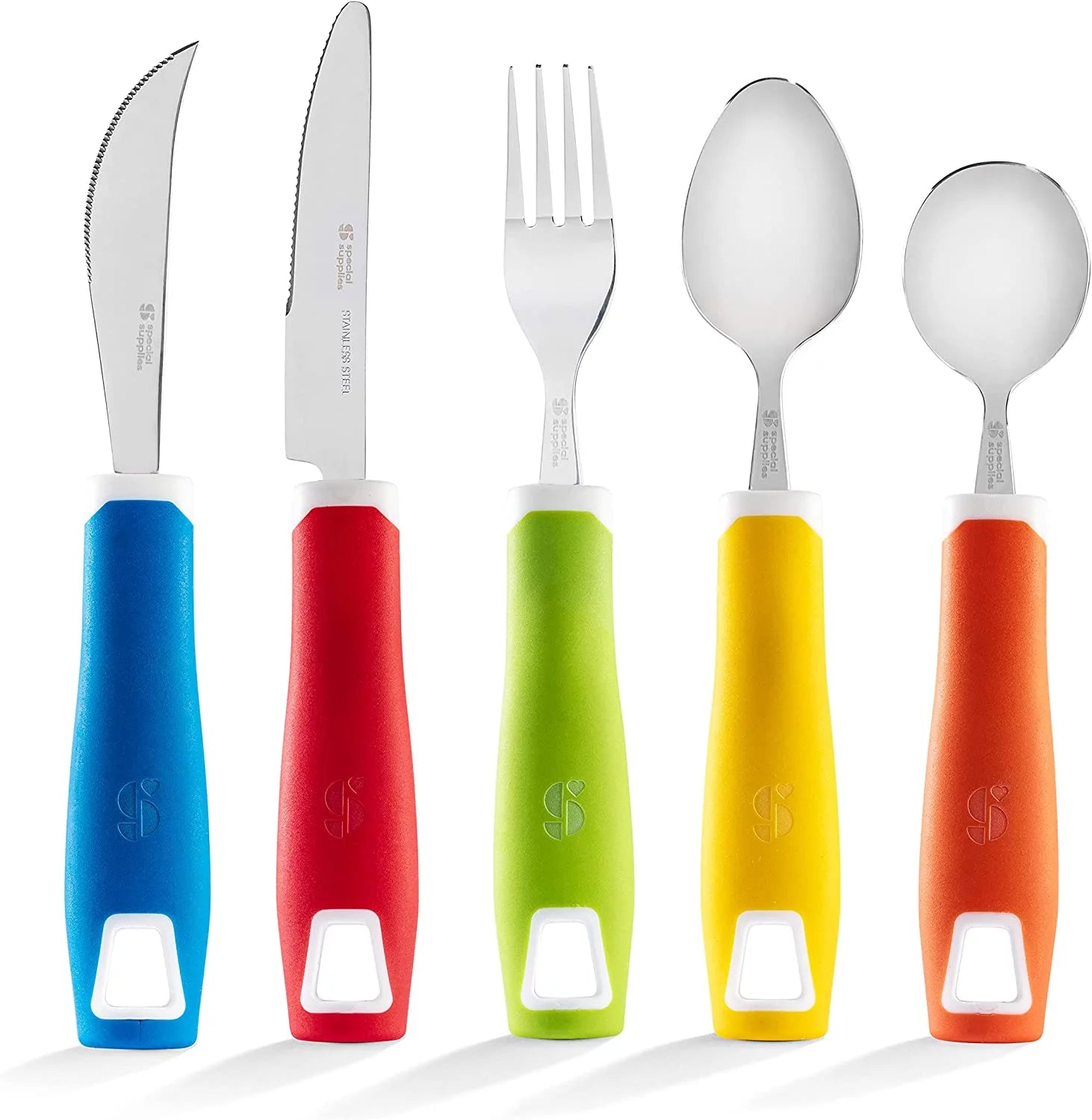 Special Supplies Stainless Steel Adaptive Utensils Non-Weighted 4 Tremors, Parkinson's 5 Piece Count