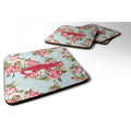 Alligator Shabby Chic Blue Roses BB1120 Foam Coaster Set of 4 Blue