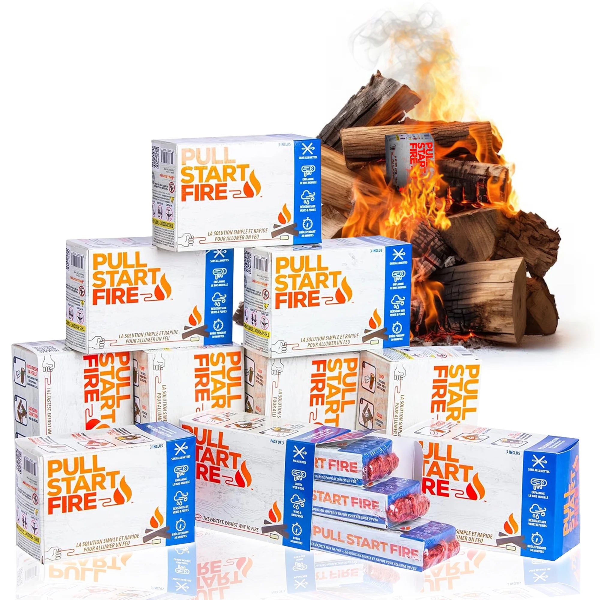 Pull Start Fire Pull String Fire Starter Kit Fire Starters for Campfire Survival Gear Camping Accessories, 30-Pack