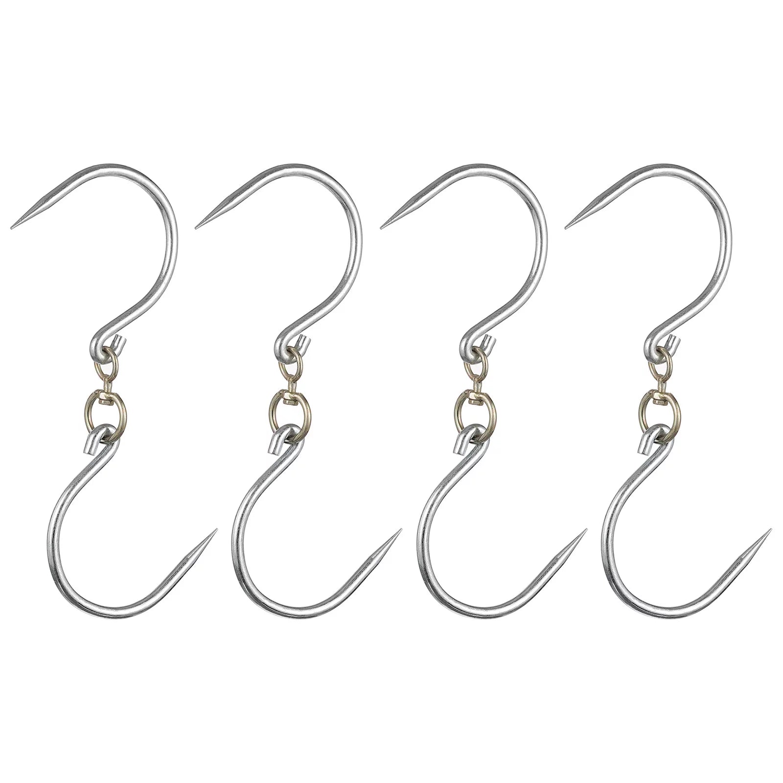 Uxcell 12'' Swivel Meat Hook, 0.34'' Thickness Galvanized Processing Butcher Hooks, 4 Pack