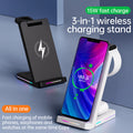 Charger Station for iPhone Multiple Devices,3 in 1 Fast Wireless Charging Dock Stand for Apple Watch Series 7 6 SE 5 4 3 2 & Airpods for iPhone 15 14 13 12 11 Pro X Max XS XR 8 7 Plus 6s 6,Black