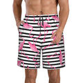 Kll Flamingos Men'S Casual Summer Beach Shorts Hawaiian Shorts With Pockets-Small