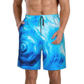 Kll Blue Shell Men'S Casual Summer Beach Shorts Hawaiian Shorts With Pockets-Small