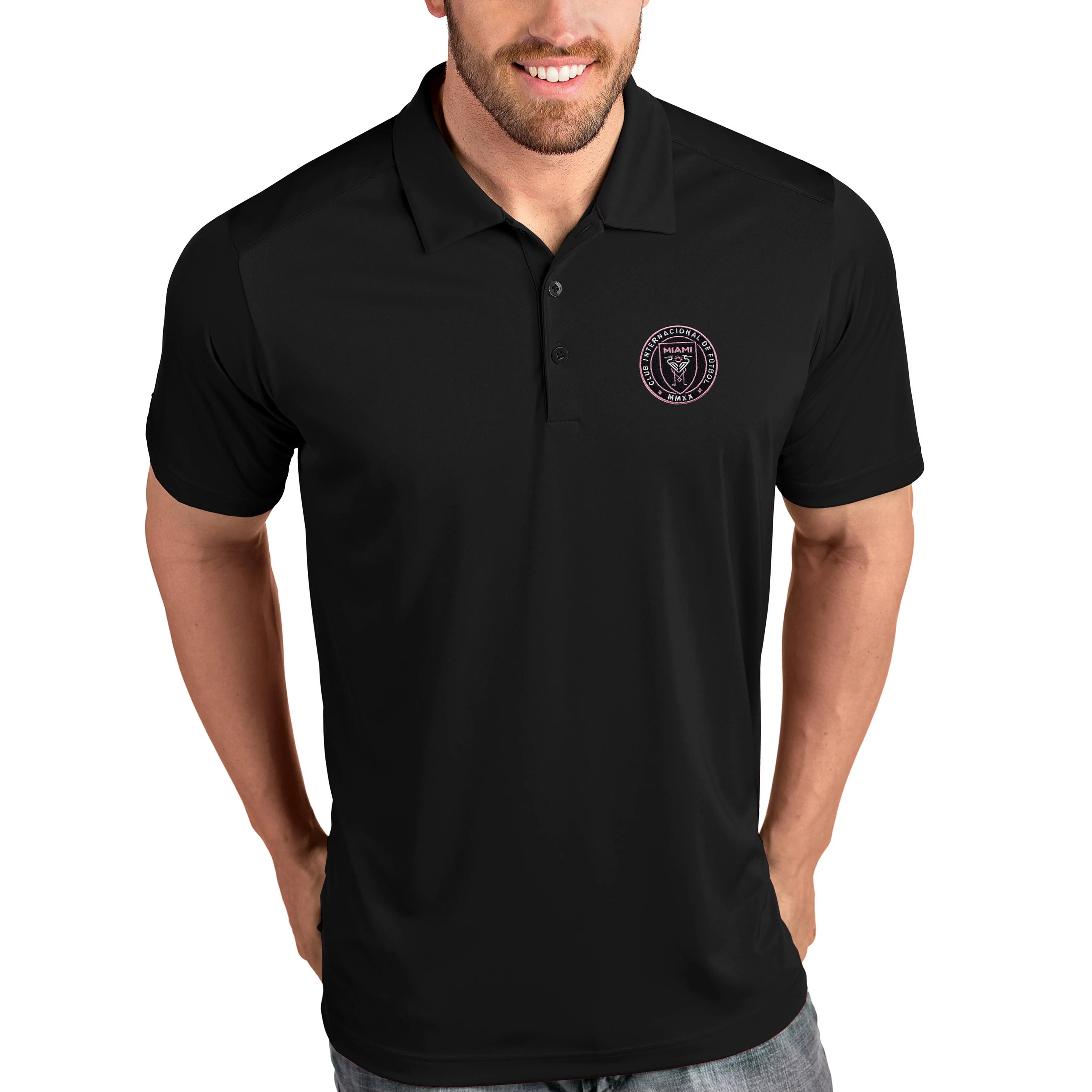 Men's Antigua Black Inter Miami CF Tribute Polo
