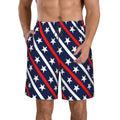Kll Patriotic Star Pattern Men'S Casual Summer Beach Shorts Hawaiian Shorts With Pockets-Small