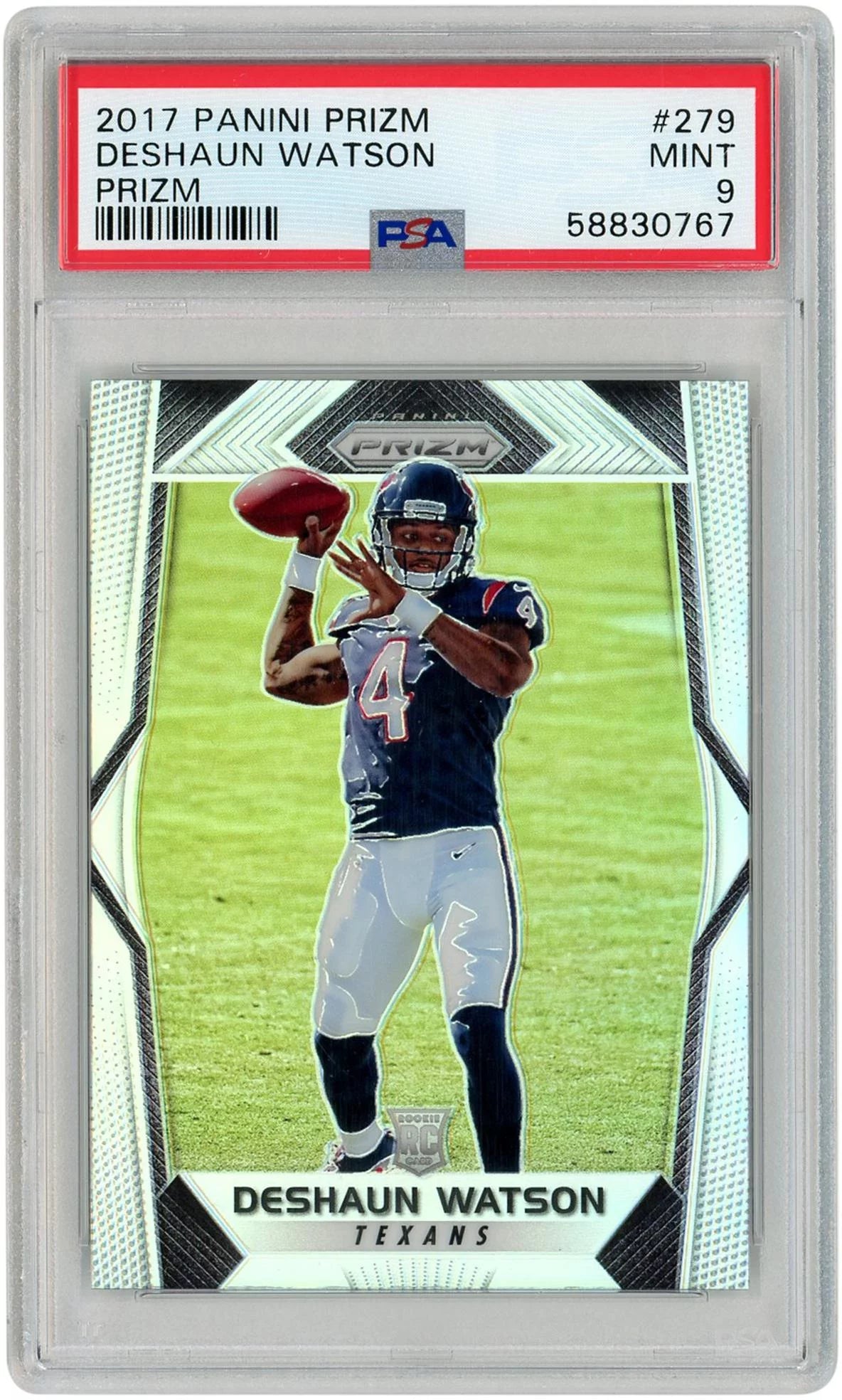 Deshaun Watson Houston Texans 2017 Panini Prizm Silver Prizm #279 PSA Authenticated 9 Rookie Card - Fanatics Authentic Certified