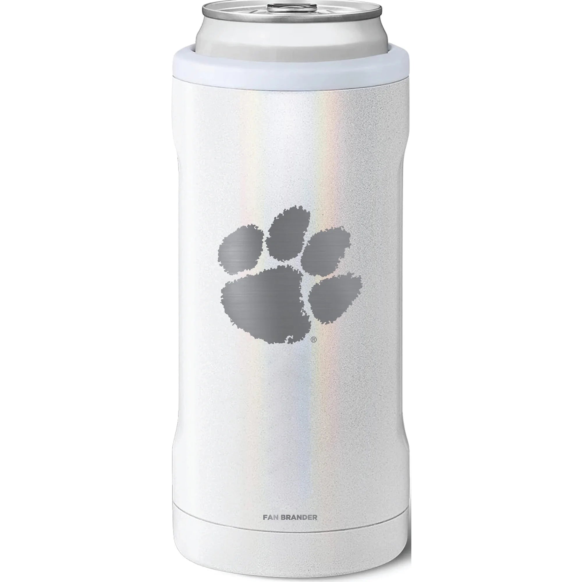 BruMate Clemson Tigers 12oz. Primary Mark Glitter Slim Can Cooler