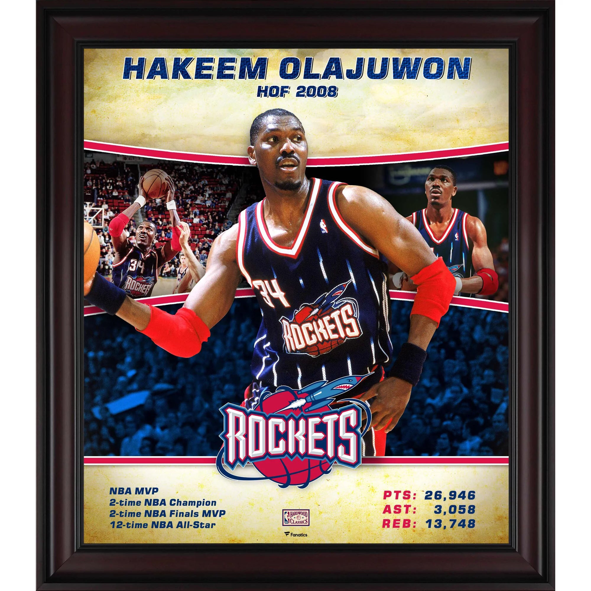 Hakeem Olajuwon Houston Rockets Framed 15 x 17 Hardwood Classics Player Collage