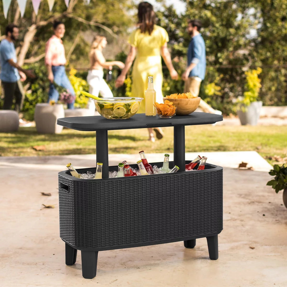 Keter Bevy Bar Table and Cooler Combo, Gray