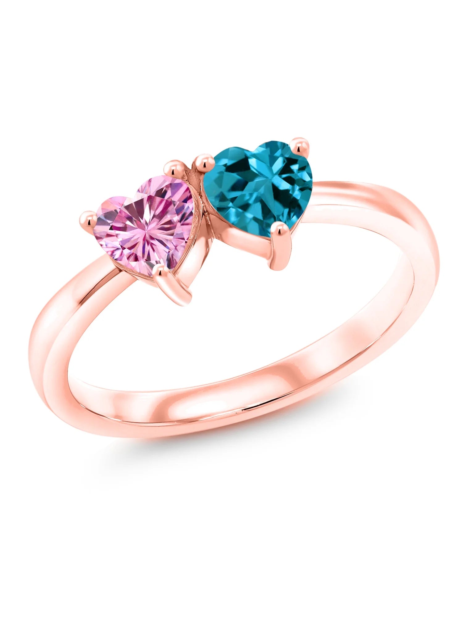 Gem Stone King 18K Rose Gold Plated Silver Ring Pink Moissanite Topaz (1.05 Cttw)