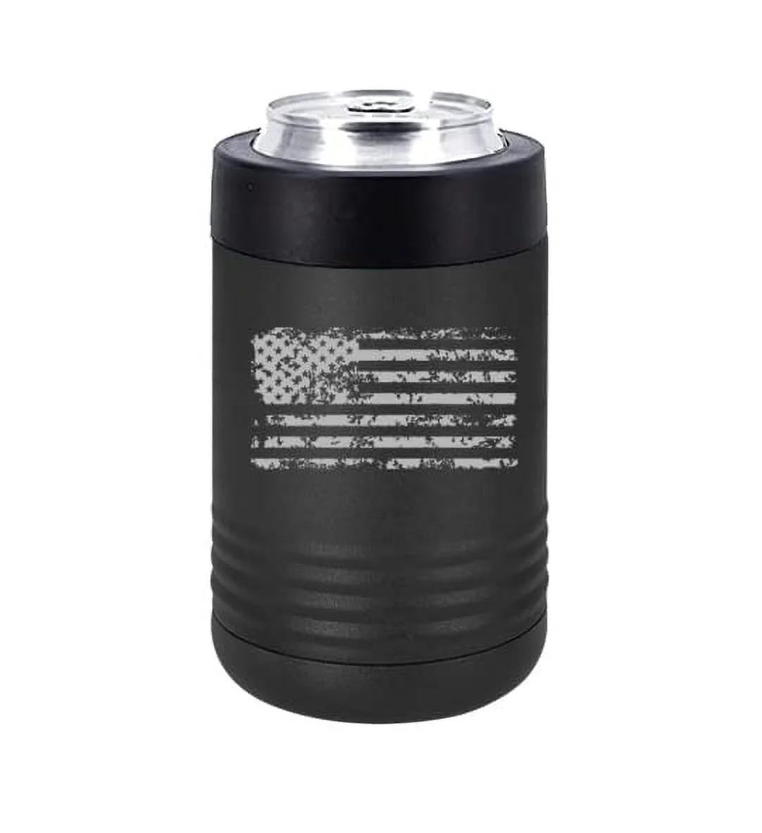 Can and Bottle Cooler Insulator Stainless Steel Double Wall Vacuum Insulated Beverage Drink Holder Grunge American Flag