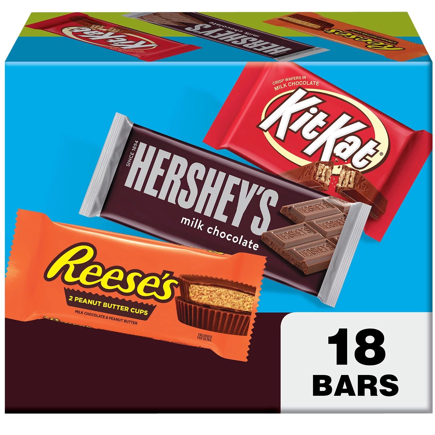 Hershey's, Kit Kat? And Reese's Assorted Milk Chocolate Candy, Variety Box 27.3 oz, 18 Count