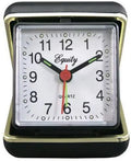 LA Crosse Technology Advance Black Case Quartz Analog Clamshell Travel Alarm Clock