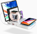 70W Charging Station for Multiple Devices, 5 in 1 Fast Charging Dock with 10W Max Wireless Charger and 4 Ports (White)