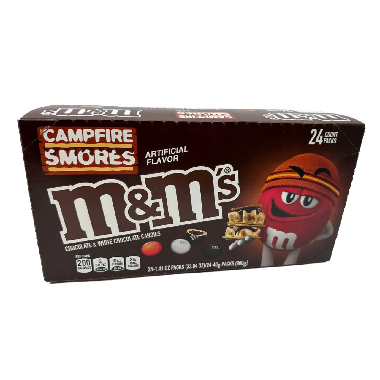 M&M'S Campfire Smores Chocolate Candy Singles Size, 1.41 Ounce Pouch, 24 Count Box