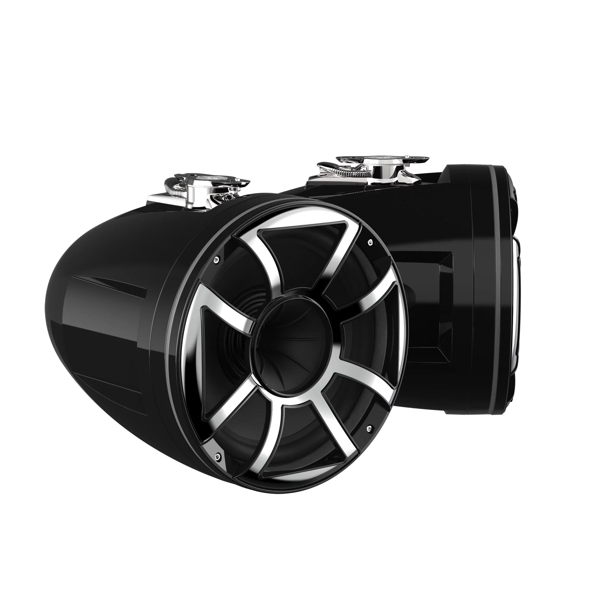 Wet Sounds REV 10 HD 10 Horn Loaded Compression Driver Tower Speakers with XS Grills & Swivel Surface Mounts, 300 Watts RMS, Black, Pair