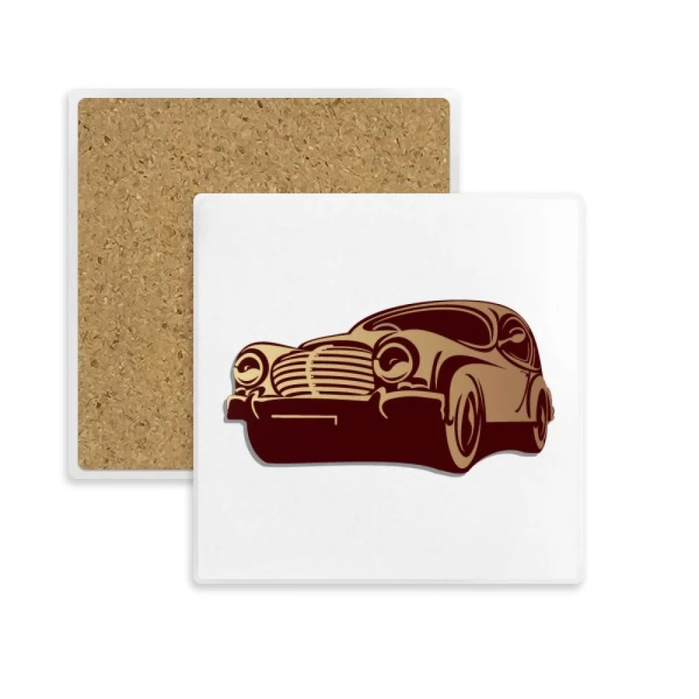 Deep Red Classic Cars Outline Pattern Square Coaster Cup Mat Mug Subplate Holder Insulation Stone