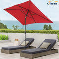 Clihome  10' x 6'5 Aluminum Rectangular Market Umbrella Red