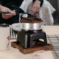 CUTICATE Japanese Rice Pot Cooking Pot Non Stick Multipurpose Set with Wooden Lid and Tray for Backpacking Camping Travel Party large